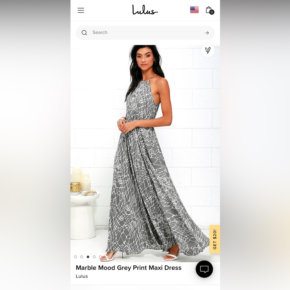Lulus marble mood grey print maxi dress
